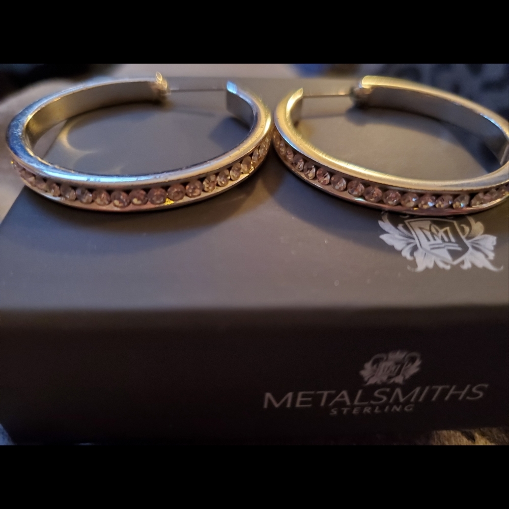 925 SS cubic zirconia hoop earrings - Picture 3 of 4
